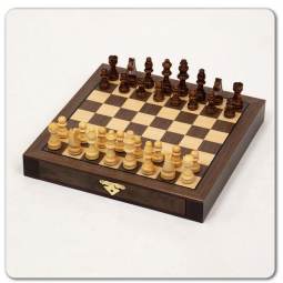 10" Walnut Magnetic Chess Set with Drawers