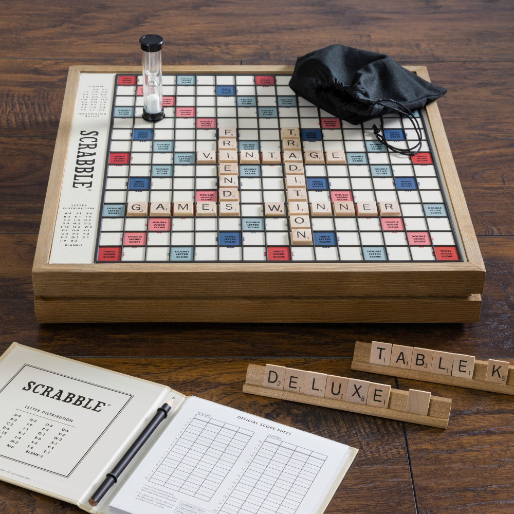 Scrabble Deluxe Vintage authentic Edition Wood Game