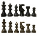 Black and Fossil European Style Marble Chess Pieces